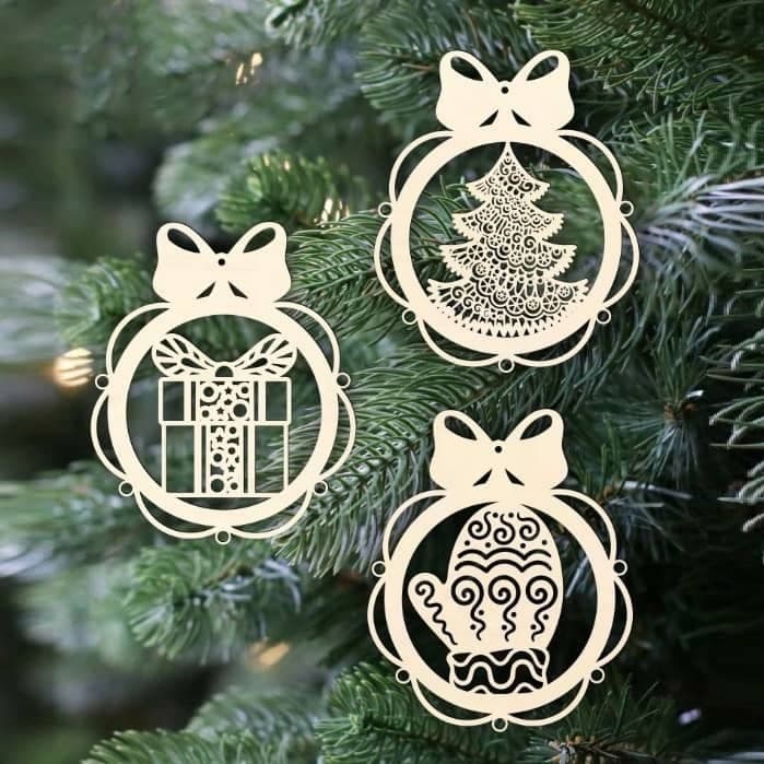 Set de Adornos Navideños para Corte Láser DXF SVG CDR