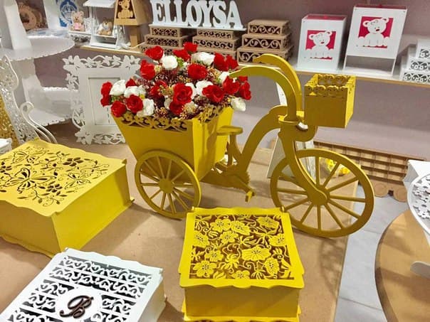 Laser Cut Decorative Bicycle Flower Stand Vector DXF File