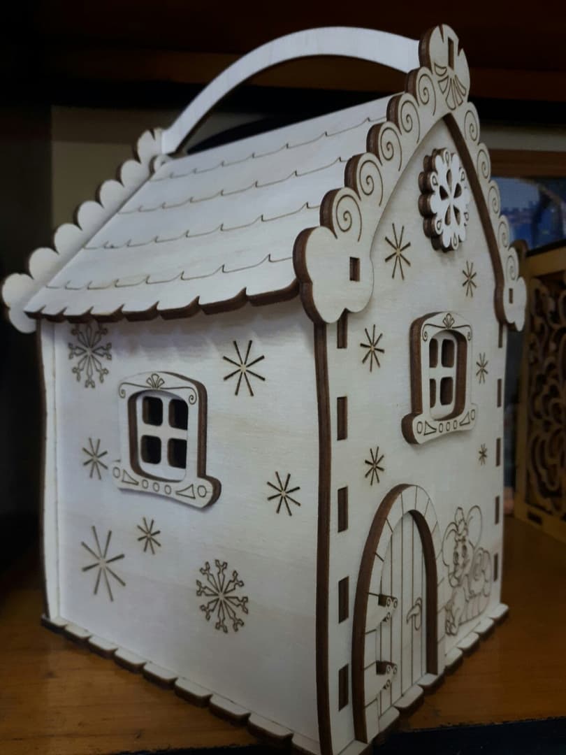 Laser Cut Decorative Mouse House Candy Box Vector File