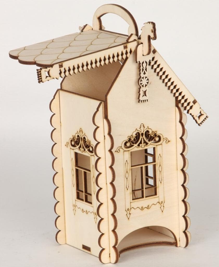 Laser Cut Decorative Tea House with Horse Motif Vector
