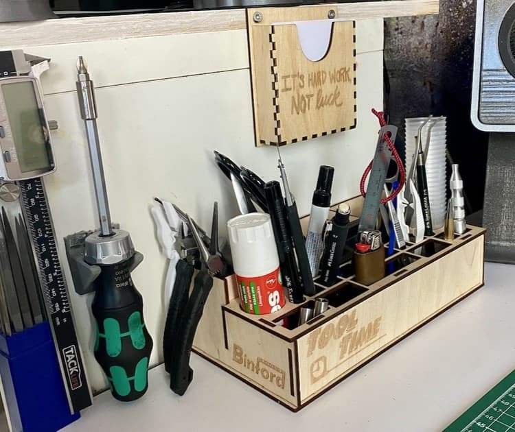 Laser Cut Desktop Tool Organizer SVG Plan for Workshop Storage