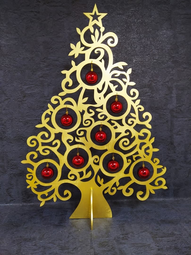 Laser Cut Filigree Christmas Tree Decoration Vector Design (DXF, CDR)