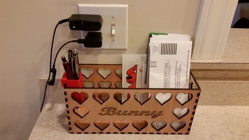 Laser Cut Heart Pattern Desktop Organizer SVG File