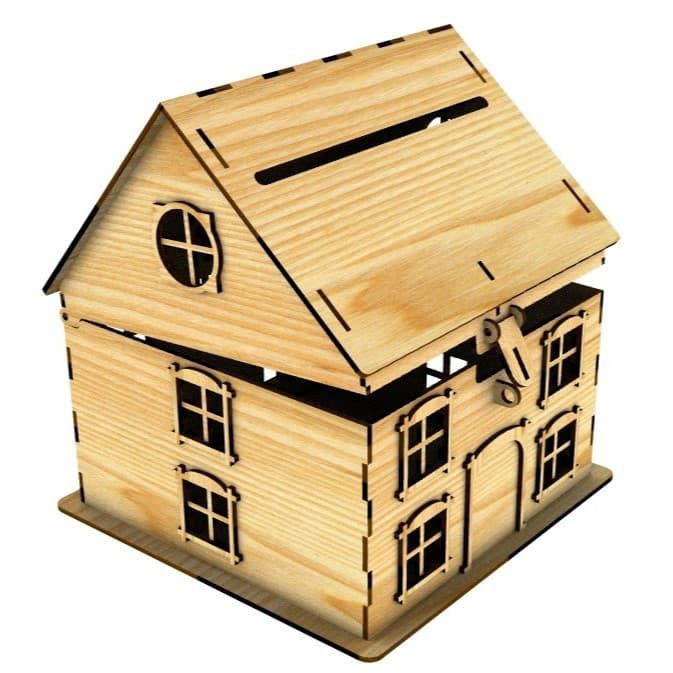 Laser Cut House Money Box and Card Holder Vector File