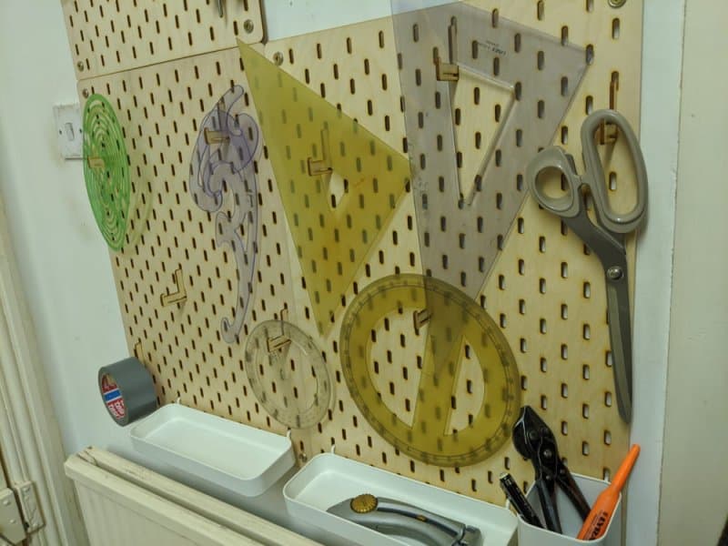 Laser Cut IKEA SKADIS Compatible Pegboard & Hooks DXF File