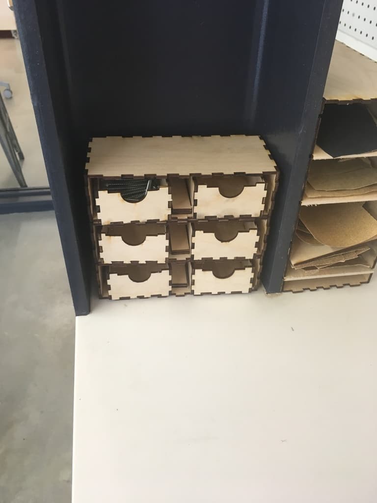 Laser Cut Mini Desktop Organizer with 6 Drawers DXF File