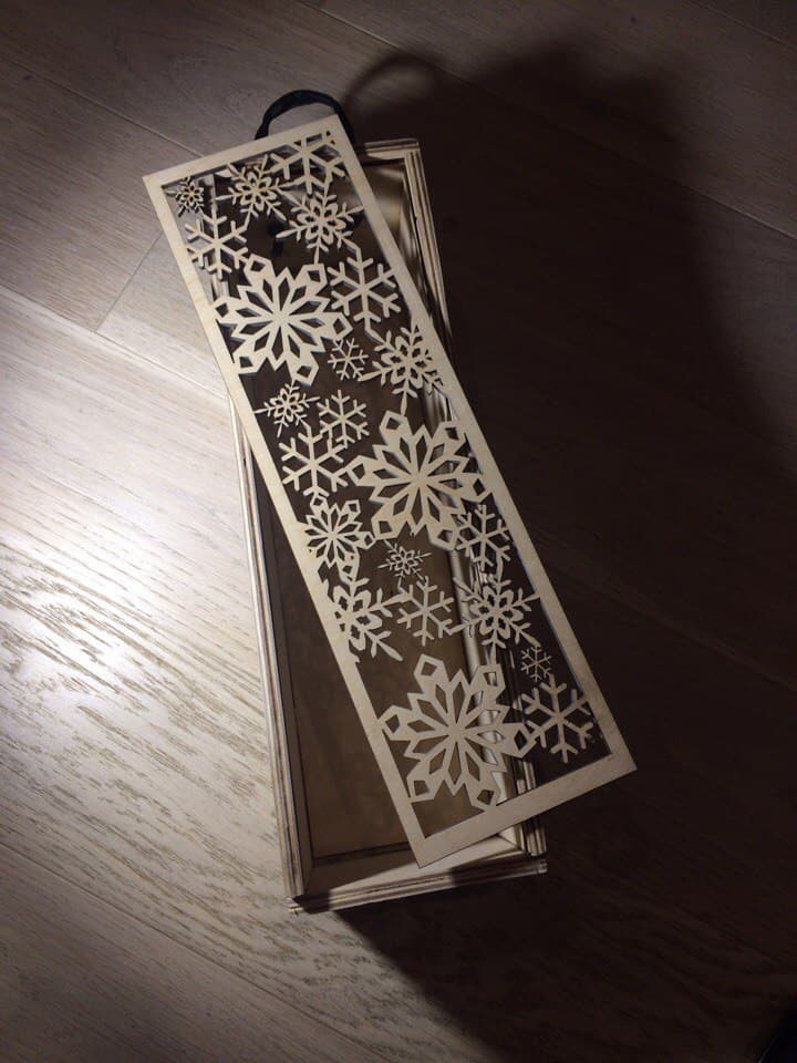 Laser Cut Snowflake Wine Bottle Box SVG Vector File