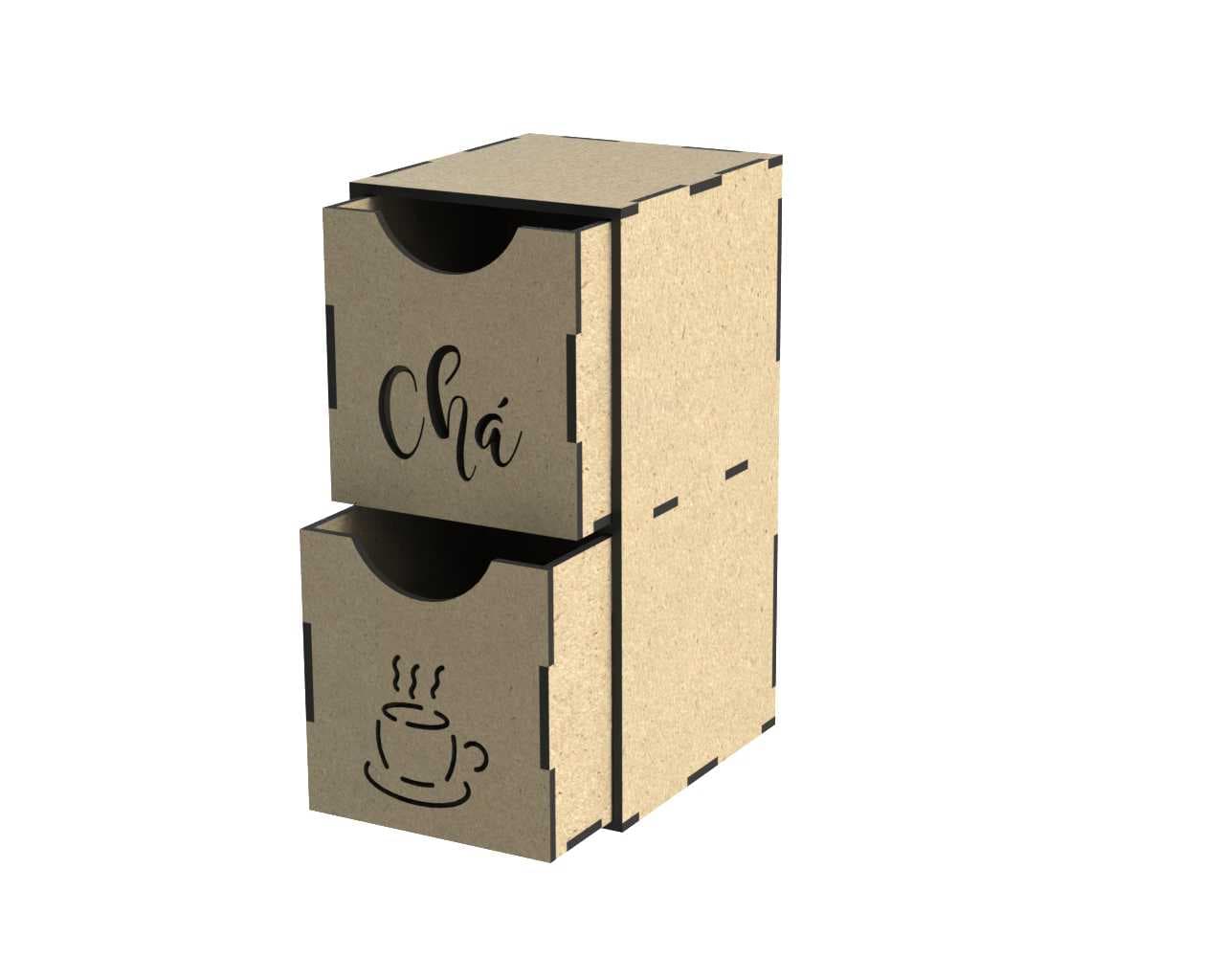 Laser Cut Tea and Coffee Organizer Drawer Box DXF File