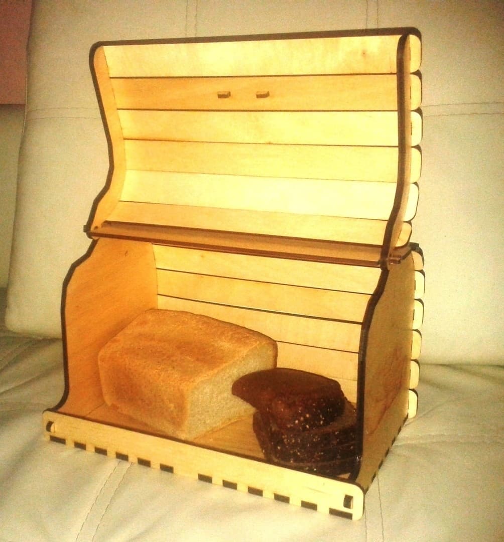 Laser Cut Wooden Bread Box Vector Design for CNC