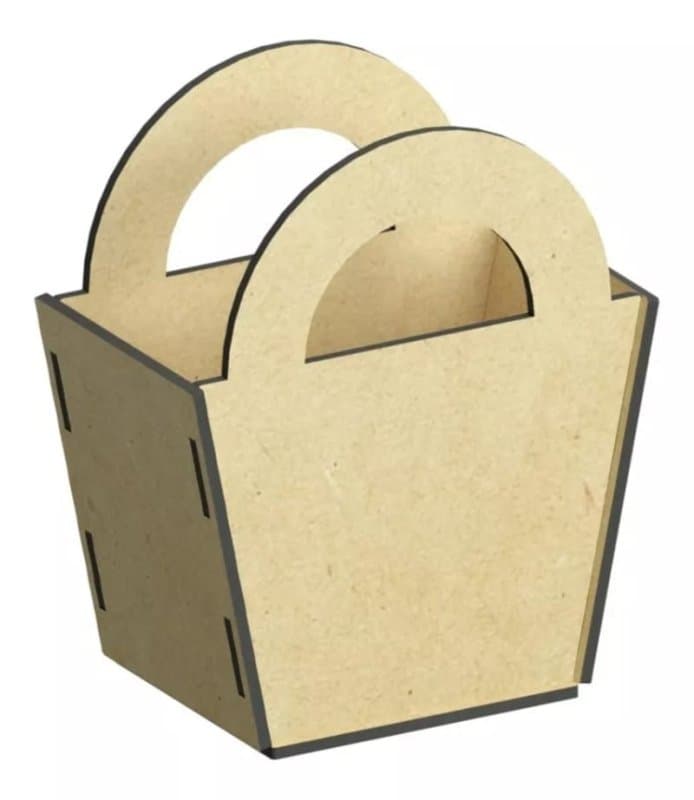 Laser Cut Wooden Gift Basket with Handles CDR DXF SVG