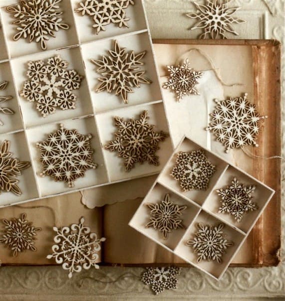 Laser Cut Wooden Snowflake Ornaments Set DXF SVG Vector Files