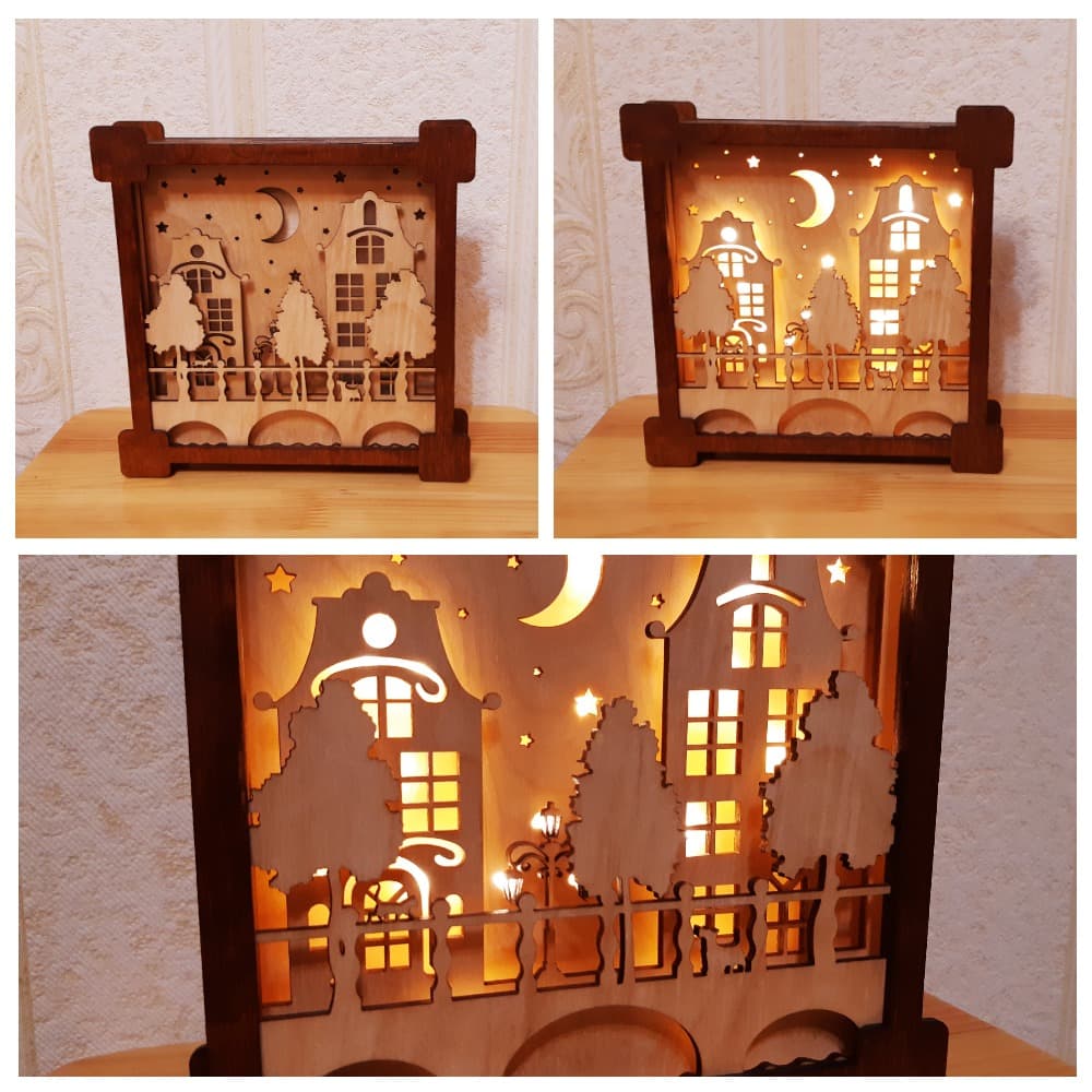 Layered Cityscape Night Lamp Laser Cut Vector File
