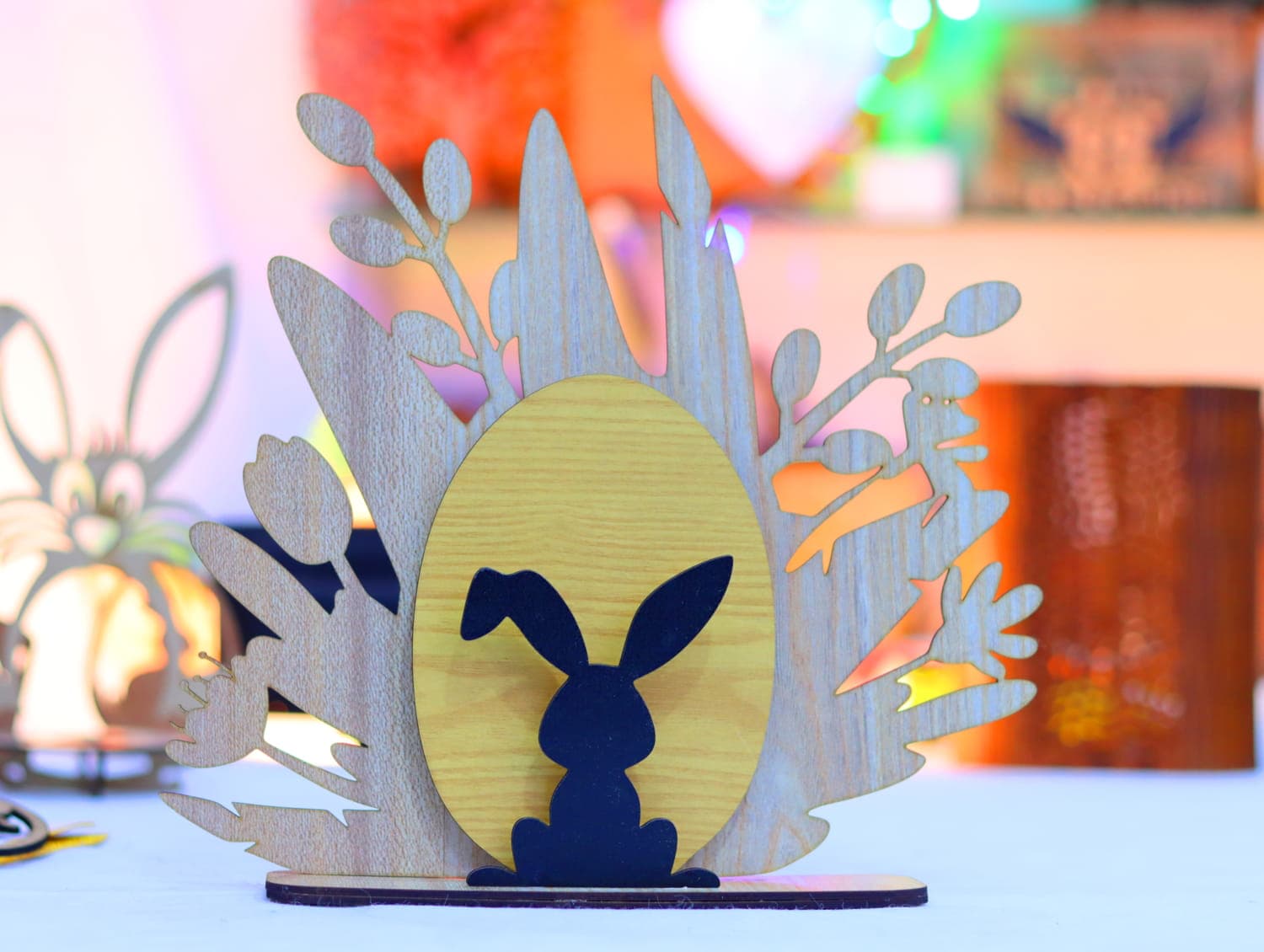 Layered Easter Bunny and Egg Decor Laser Cut Vector File