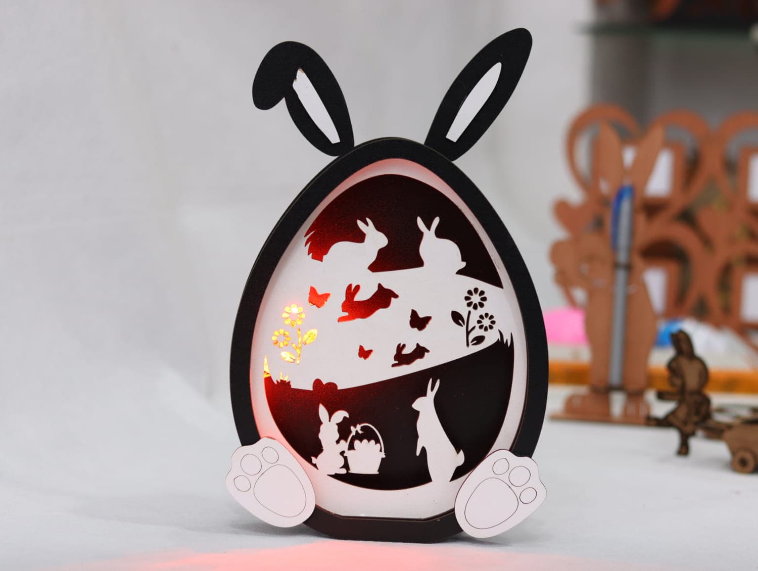 Layered Easter Bunny Egg Lamp Laser Cut Vector File