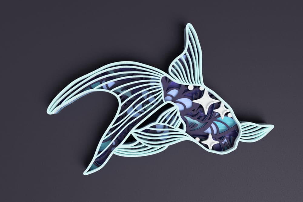 Layered Goldfish Wall Art Laser Cut SVG File