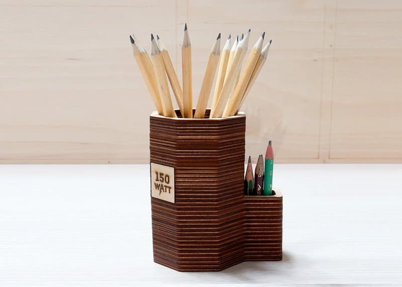Layered Wood Pencil Holder Vector File for Laser Cutting