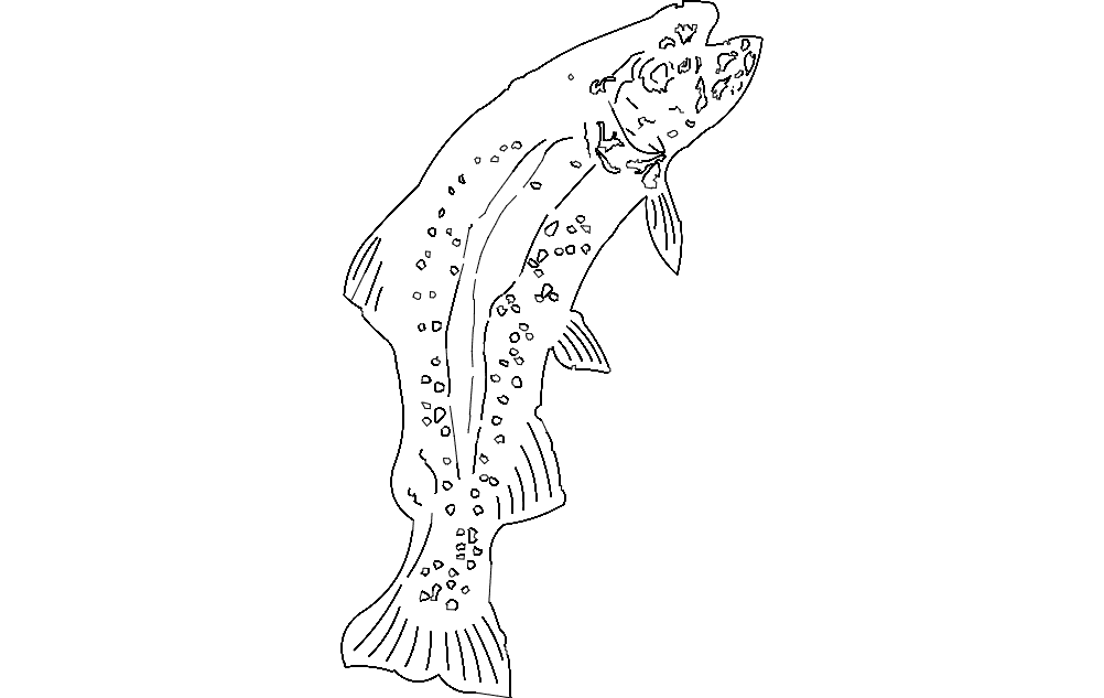 Leaping Trout Vector Art for Laser Cutting DXF File