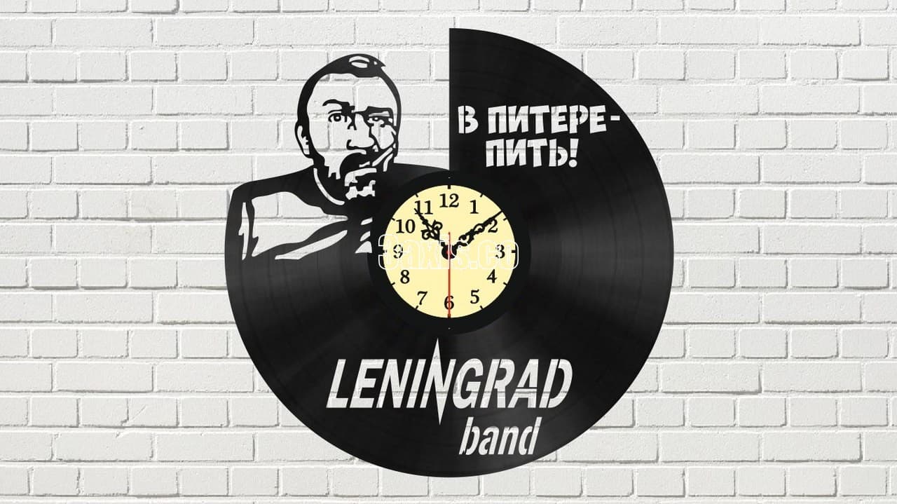 Leningrad Band Vinyl Record Wall Clock Laser Cut Vector File