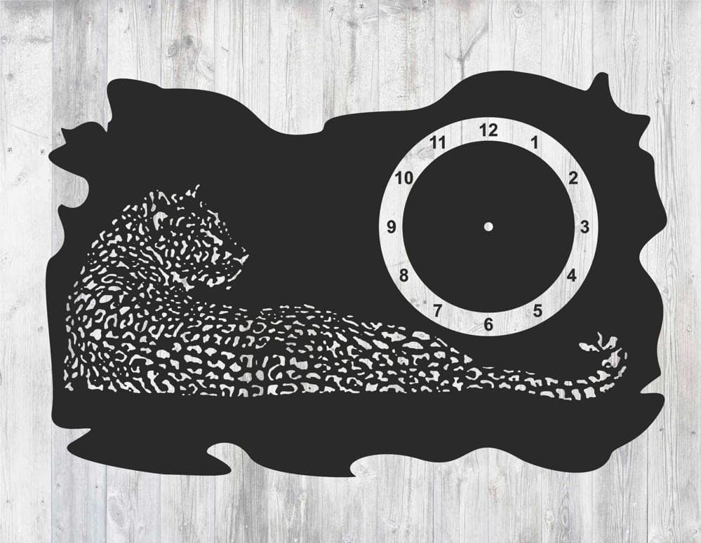 Leopard Wall Clock Laser Cut Template Vector File
