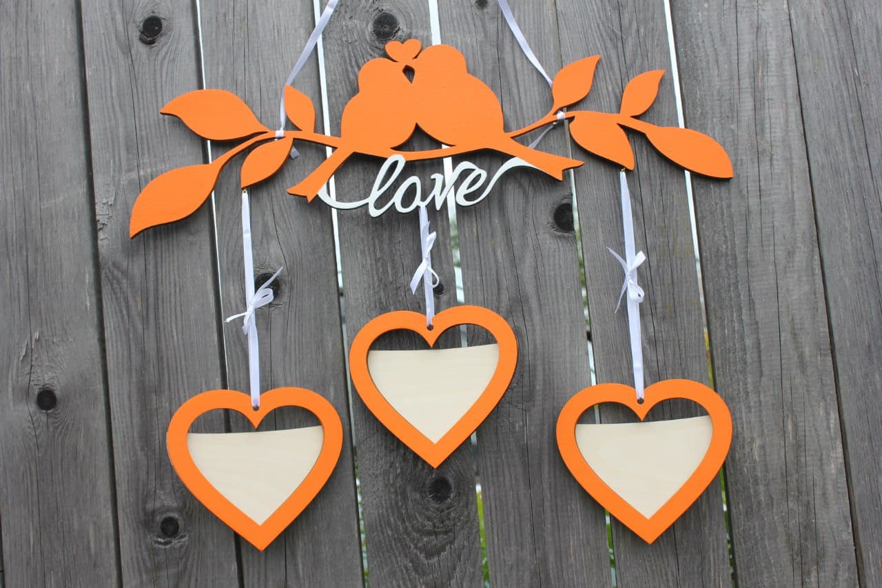 Love Birds Hanging Photo Frame Laser Cut Vector File