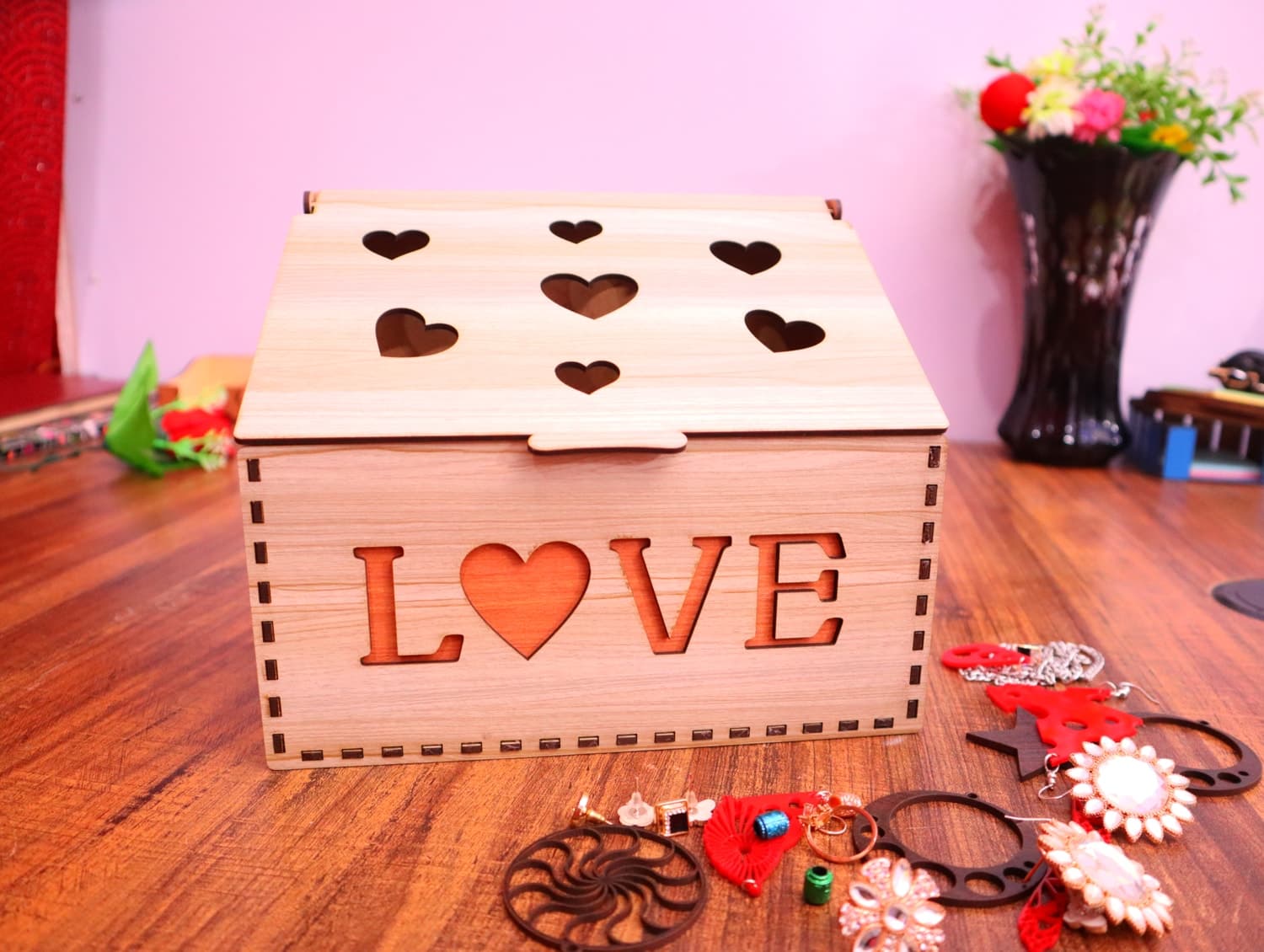 LOVE Heart Jewelry Box Laser Cut File SVG DXF