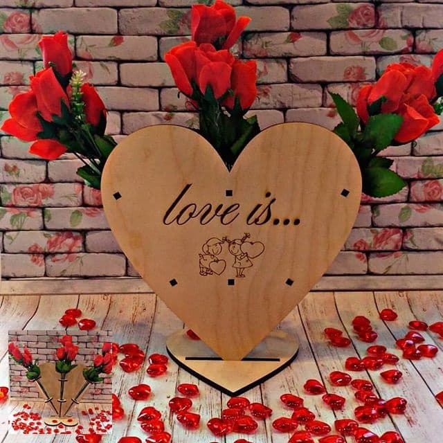 Love Is Heart Shaped Rose Stand Laser Cut Vector File