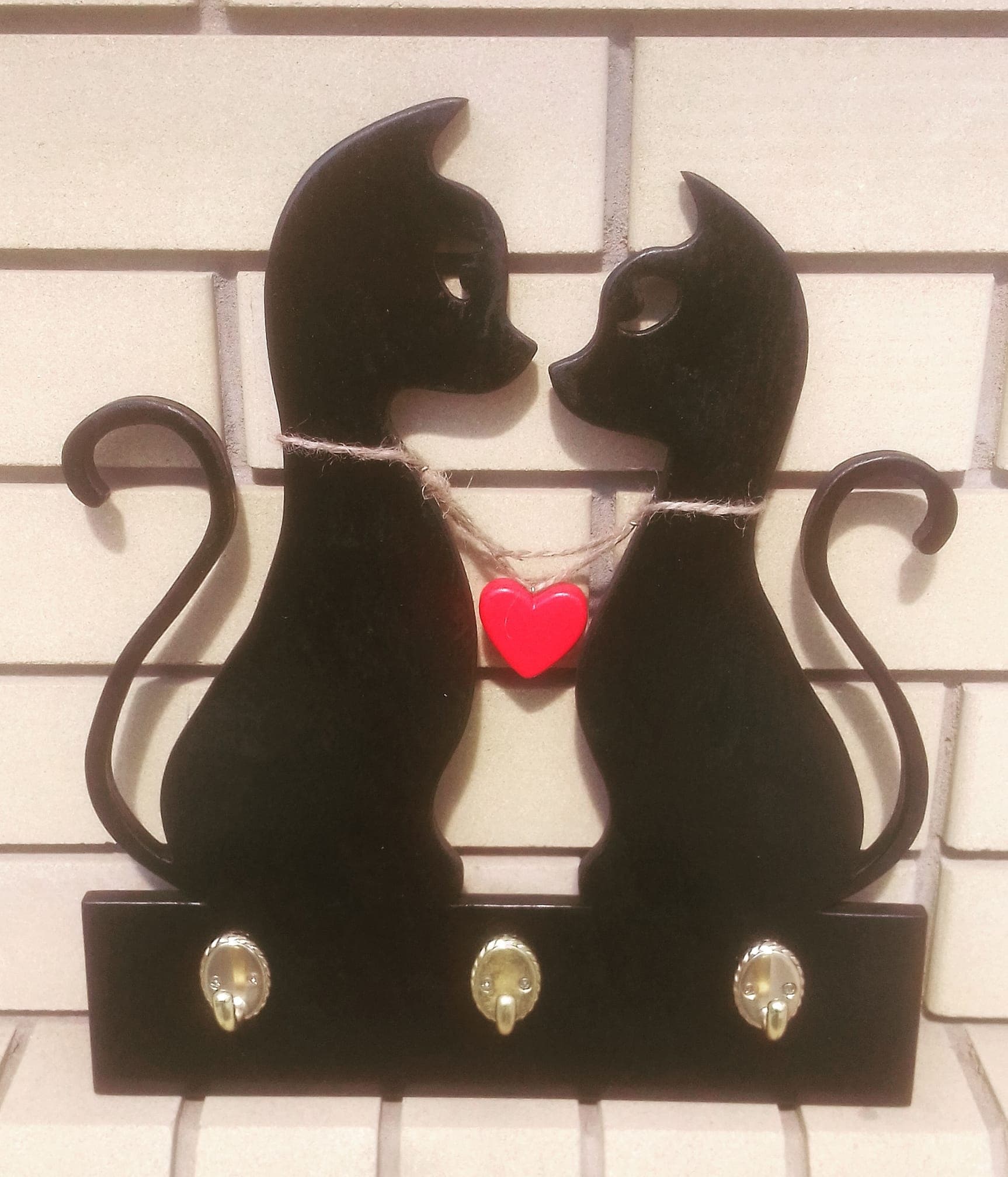 Lovely Cat Couple Key Holder Laser Cut File - Free Vector
