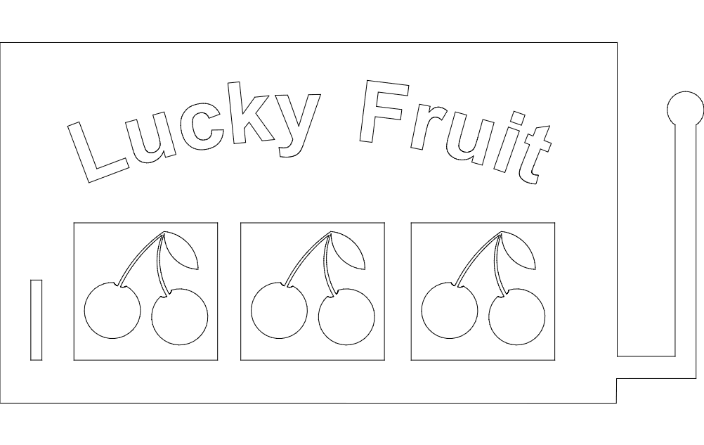 Lucky Fruit Slot Machine Retro Sign Vector DXF File