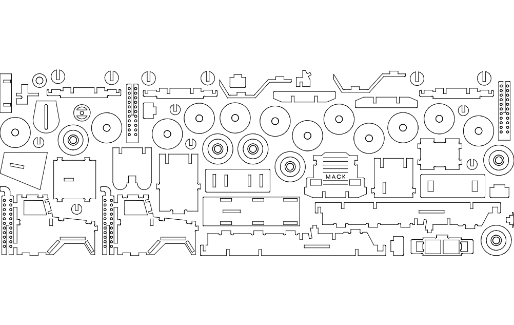 Mack Semi-Truck 3D Puzzle Laser Cut Vector File