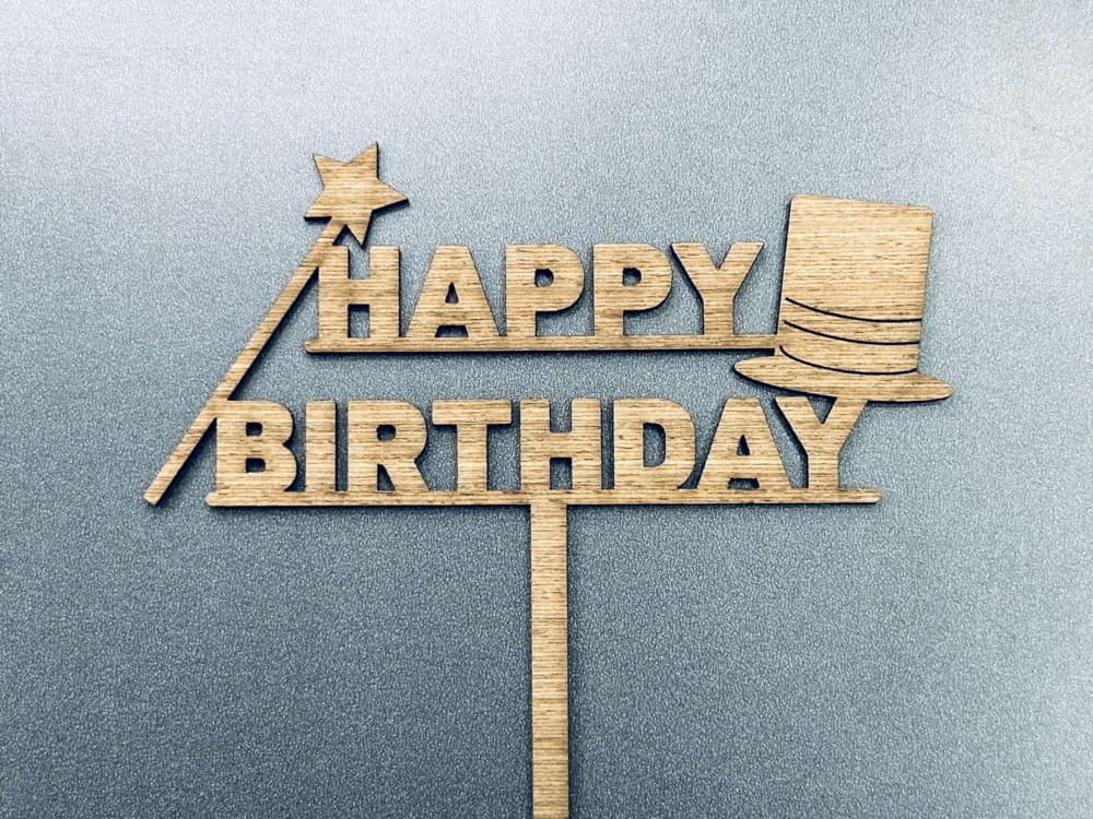 Magician Theme Happy Birthday Cake Topper Laser Cut Vector
