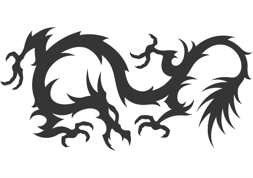 Majestic Chinese Dragon Silhouette Vector Design for Laser Cutting