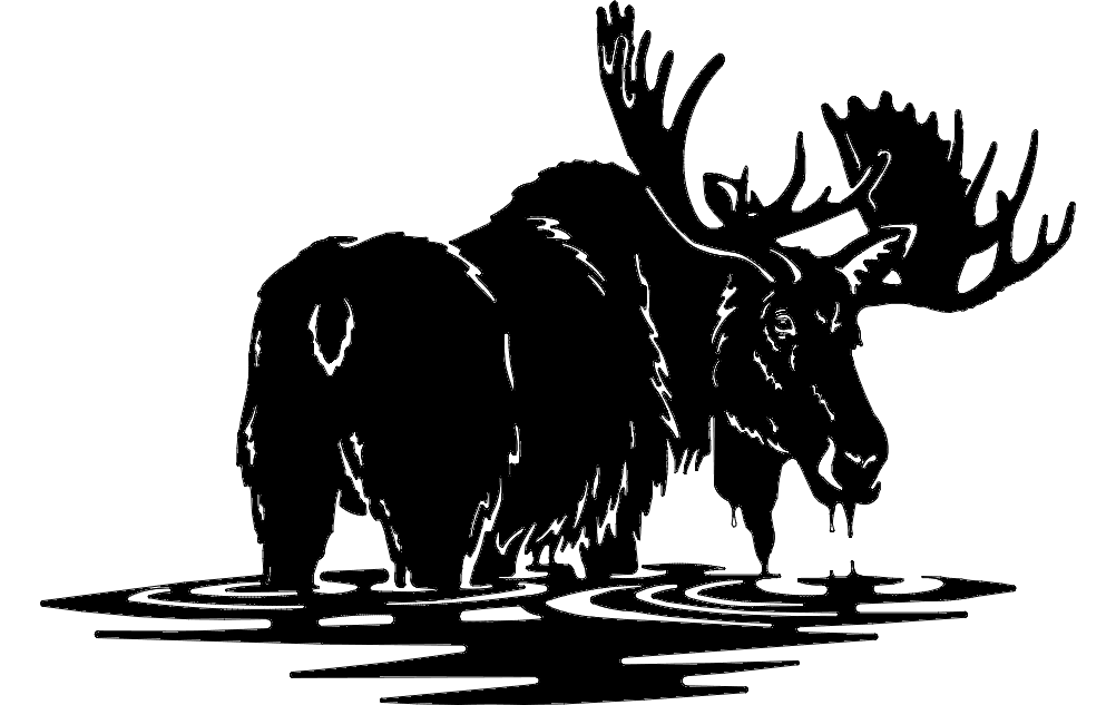 Majestic Moose in Water CNC Laser Cut DXF Vector