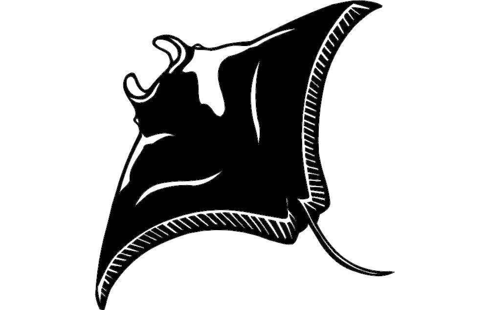 Manta Ray Silhouette Vector File for CNC Laser Cutting (DXF)