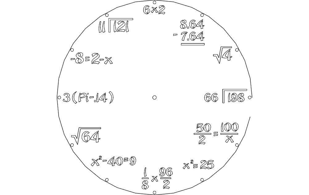 Math Equation Wall Clock Face Vector DXF File