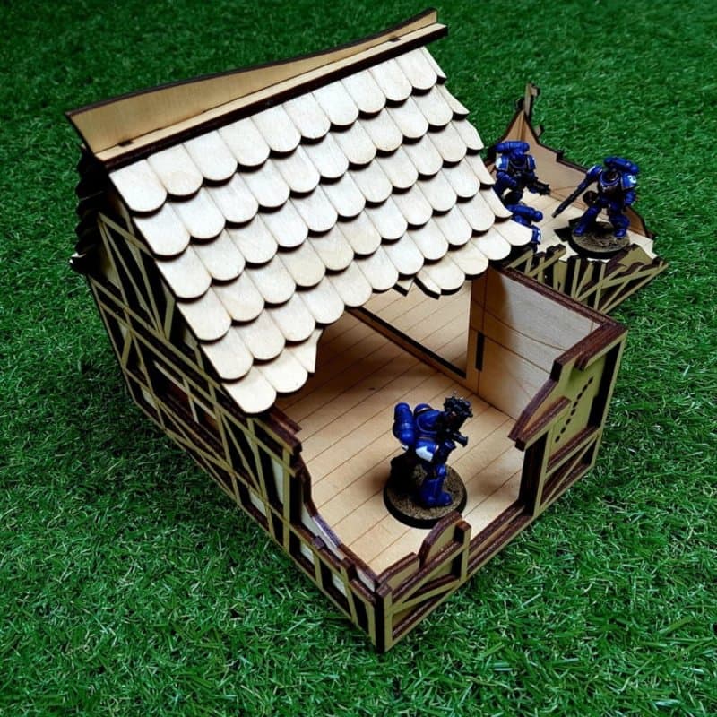 Medieval Ruined House Laser Cut Wargaming Terrain DXF File