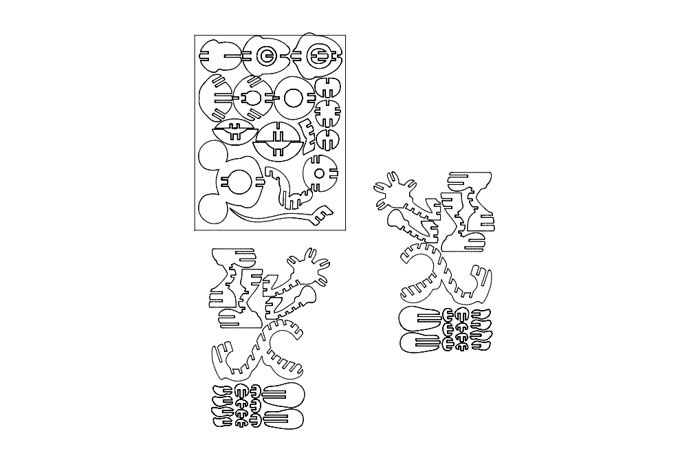 Mickey Mouse 3D Puzzle Laser Cut Vector DXF File