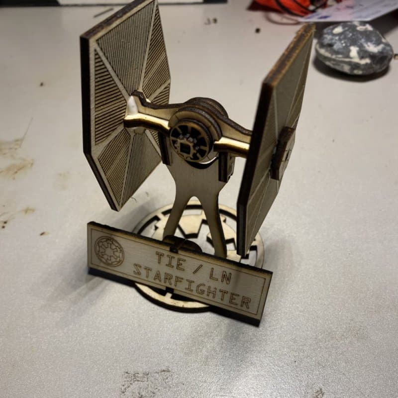 Mini TIE Fighter Starfighter 3D Model Laser Cut Vector