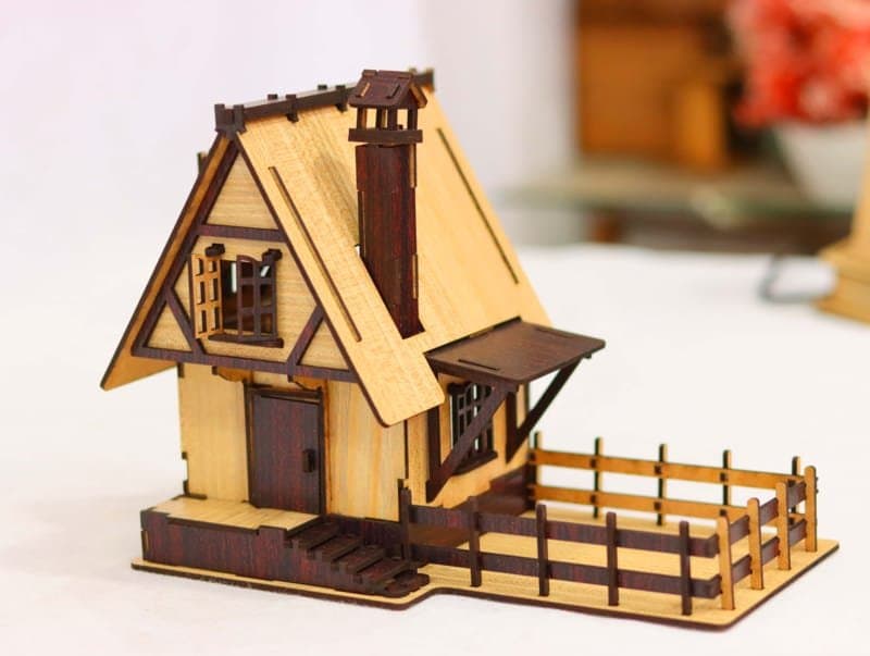 Miniature Cottage 3D Puzzle Laser Cut Vector Plan