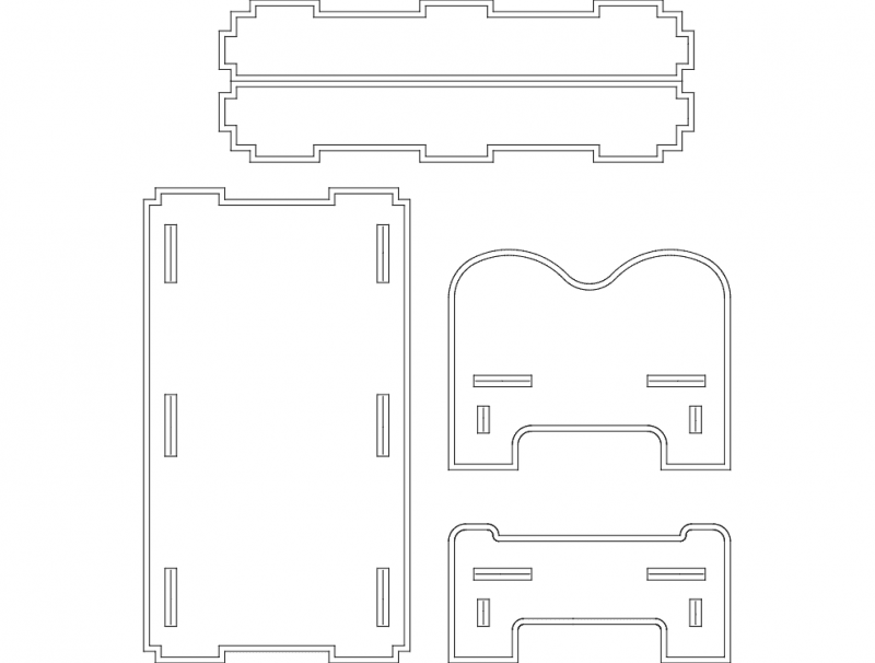 Miniature Doll Bed 3D Puzzle Laser Cut DXF Plan