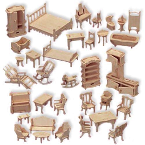 Miniature Dollhouse Furniture Set DXF Vector Files for Laser Cut