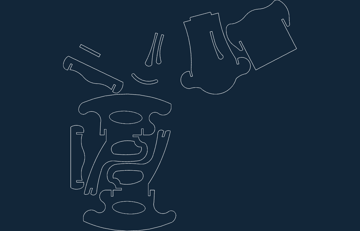 Miniature Rocking Chair 3D Puzzle Laser Cut Vector File