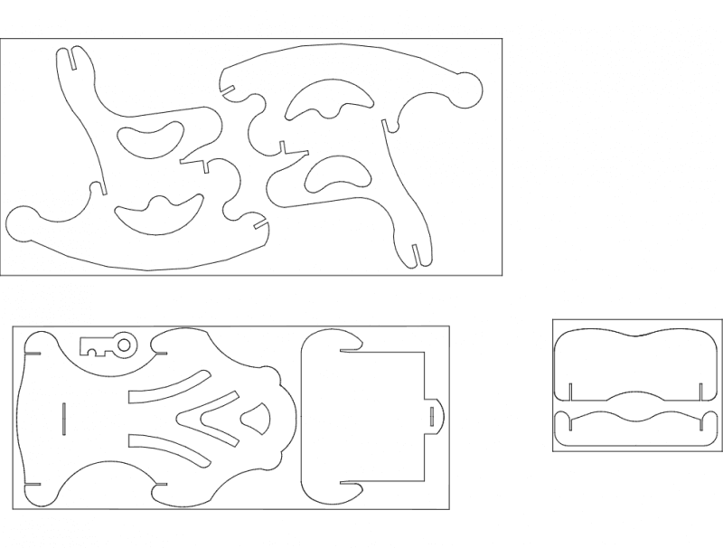 Miniature Rocking Chair CNC Vector Plan DXF File