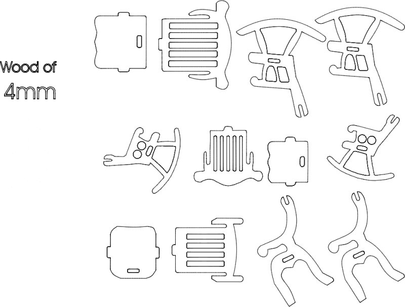 Miniature Rocking Chairs 3D Puzzle Vector DXF File