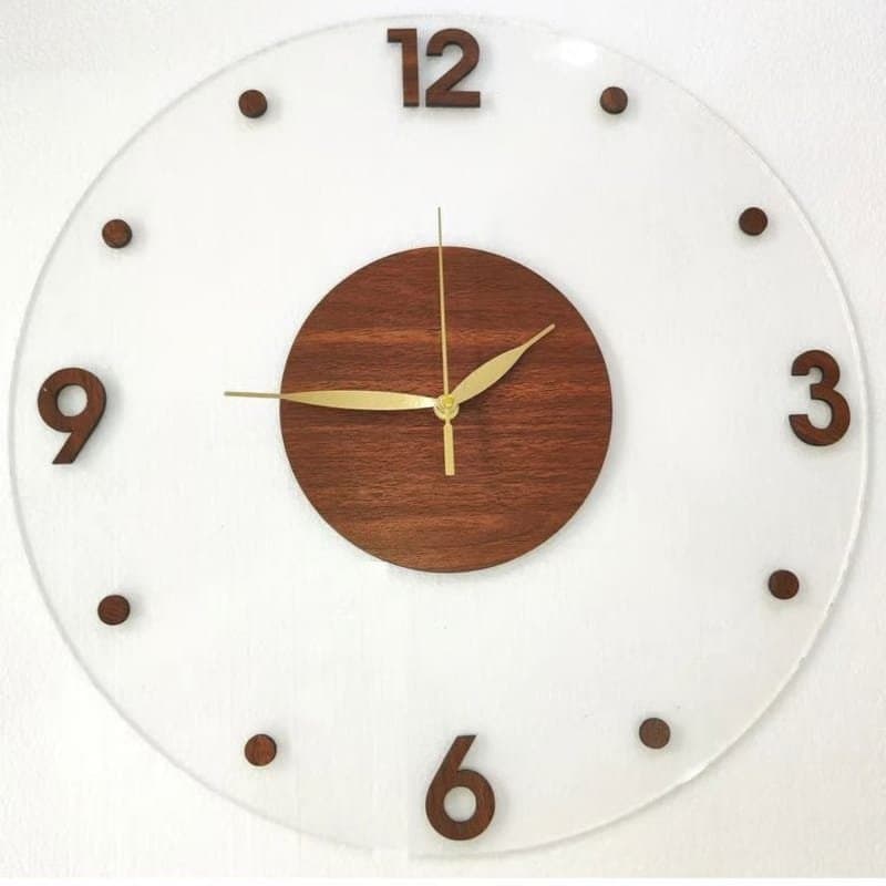 Minimalist Acrylic and Wood Wall Clock Vector File