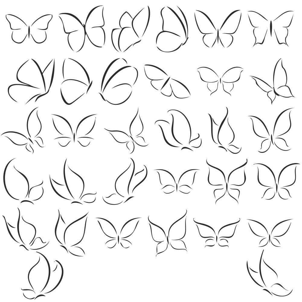 Minimalist Butterfly Collection Vector Set for Laser Cutting