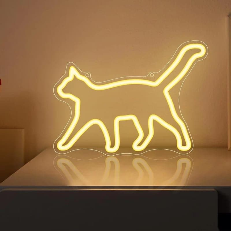 Minimalist Cat Silhouette LED Neon Sign Vector File