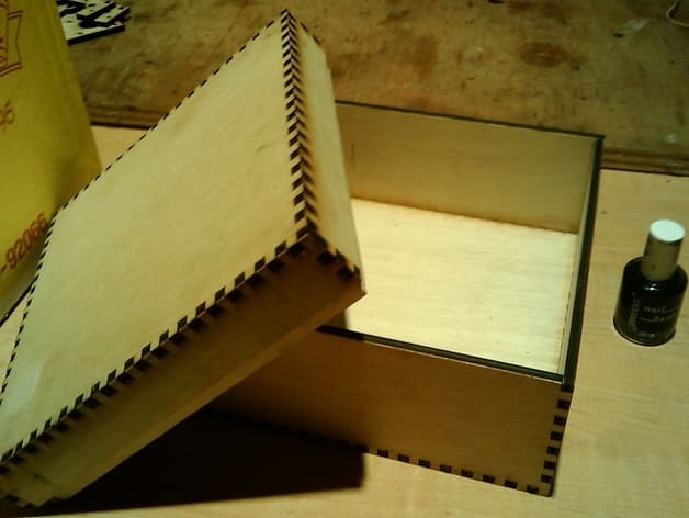 Minimalist Finger Joint Wooden Box Vector Plan (DXF)