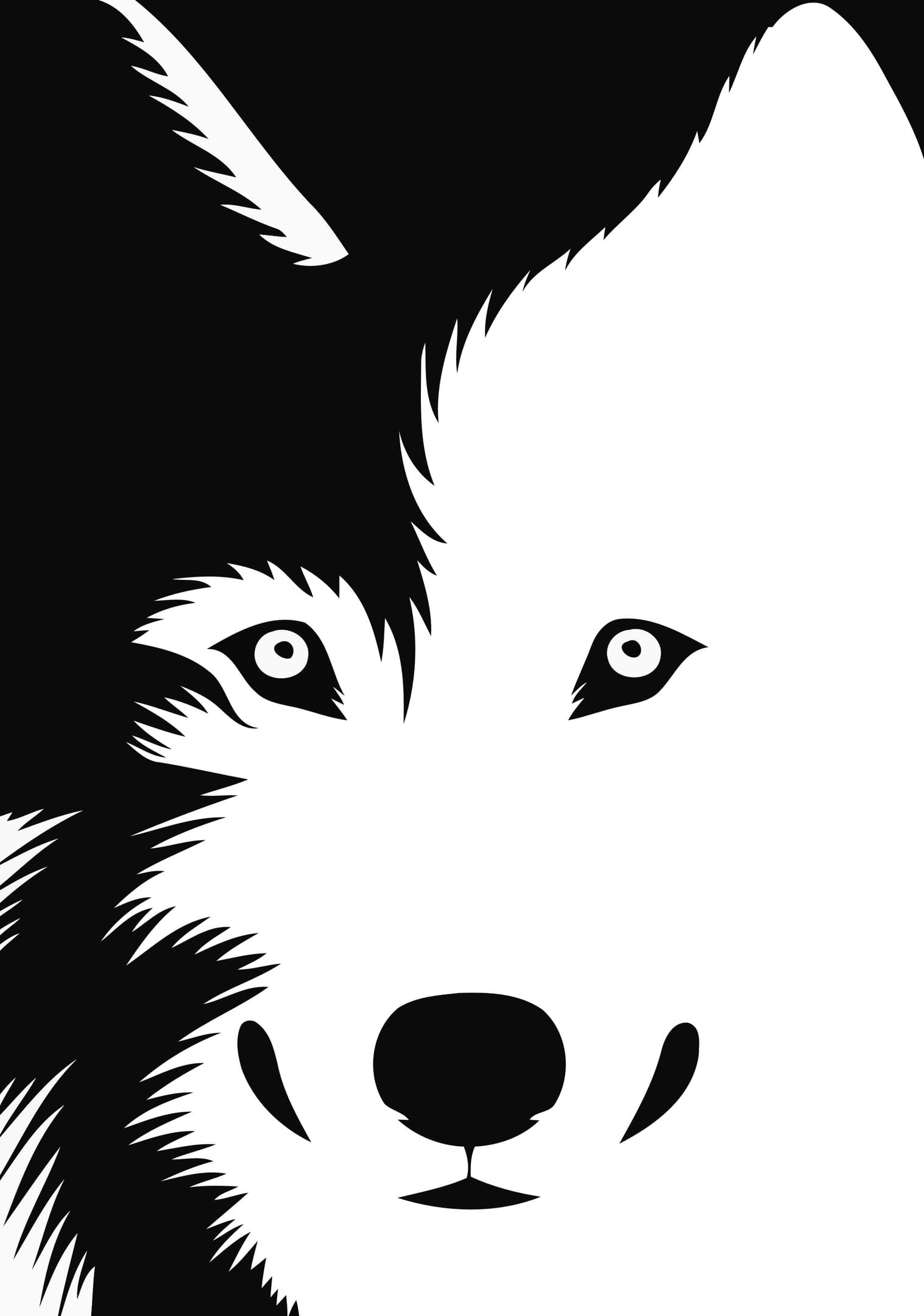 Minimalist Husky Wolf Face Vector Design for Laser Cutting