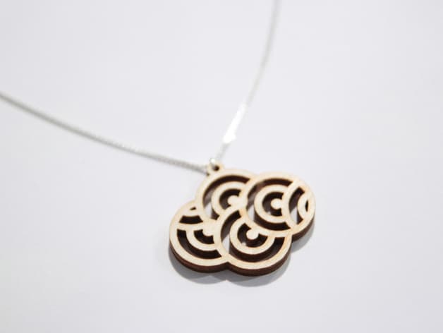Minimalist Japanese Wave Pendant Vector File for Laser Cutting