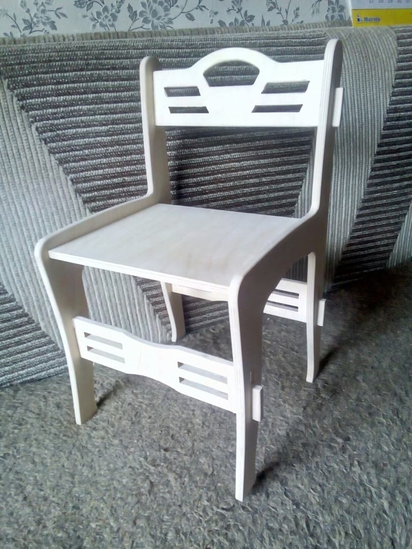 Minimalist Kids Wooden Chair Laser Cut Vector Plan DXF